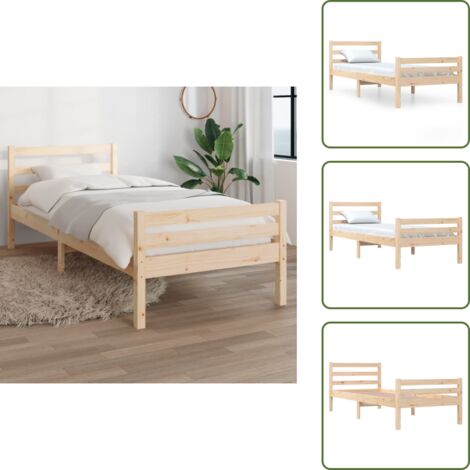 The Living Store Estructura de cama sin colchón madera maciza 100x200 cm - Estructura de cama