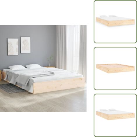 The Living Store Estructura de cama sin colchón madera maciza 160x200 cm - Cama de madera