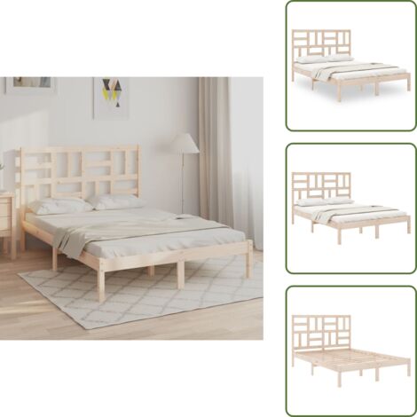 The Living Store Estructura de cama sin colchón madera maciza 160x200 cm - Cama de madera