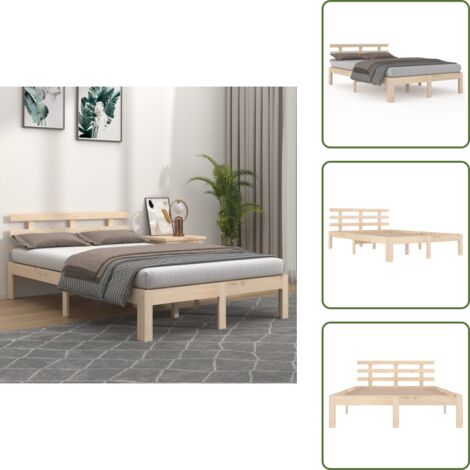 The Living Store Estructura de cama sin colchón madera maciza 160x200 cm - Estructura de cama