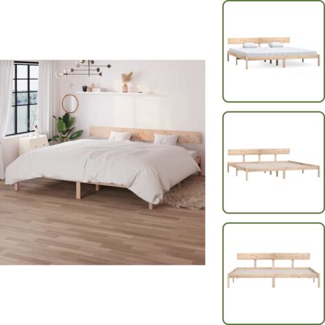 The Living Store Estructura de cama sin colchón madera maciza 200x200 cm - Estructura de cama