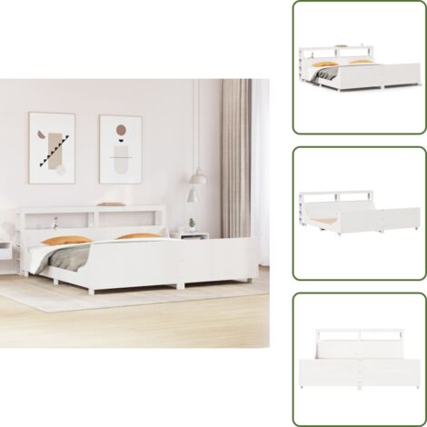 The Living Store Estructura de cama sin colchón madera maciza blanca 200x200 cm - Estructura de cama