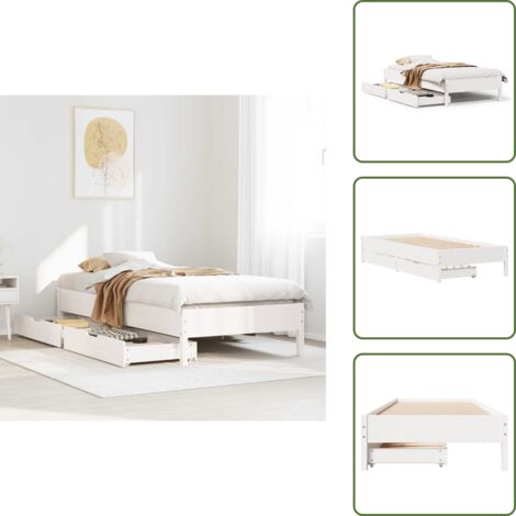 The Living Store Estructura de cama sin colchón madera maciza blanca 90x190 cm - Estructura de cama