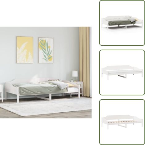 The Living Store Estructura de cama sin colchón madera maciza blanca 90x190 cm - Estructura de cama