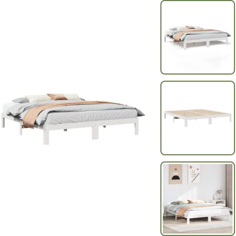 The Living Store Estructura de cama sin colchón madera maciza de pino 160x200 cm - Estructura de cama