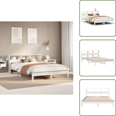 The Living Store Estructura de cama sin colchón madera maciza de pino 160x200 cm - Estructura de cama