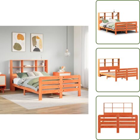 The Living Store Estructura de cama sin colchón madera maciza marrón 135x190 cm - Estructura de cama