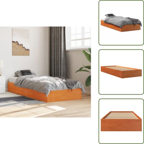 The Living Store Estructura de cama sin colchón madera maciza marrón 90x190 cm - Estructura de cama