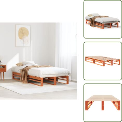 The Living Store Estructura de cama sin colchón madera maciza marrón 90x190 cm - Estructura de cama