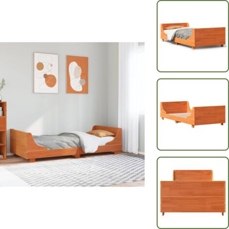 The Living Store Estructura de cama sin colchón madera maciza marrón 90x190 cm - Estructura de cama