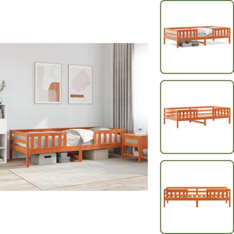 The Living Store Estructura de cama sin colchón madera maciza marrón 90x190 cm - Estructura de cama