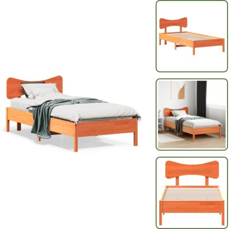 The Living Store Estructura de cama sin colchón madera maciza marrón 90x190 cm - Estructura de cama