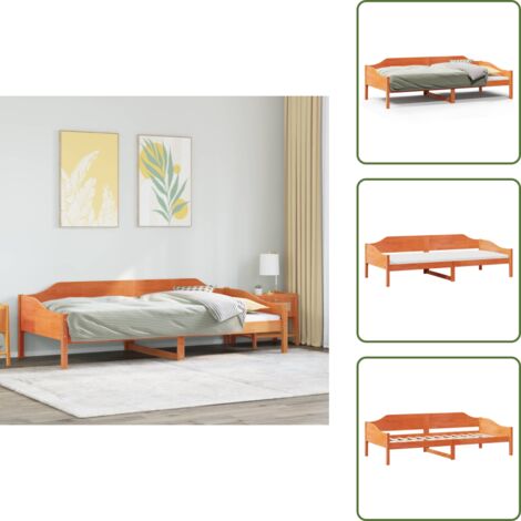 The Living Store Estructura de cama sin colchón madera maciza marrón 90x190 cm - Estructura de cama