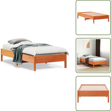 The Living Store Estructura de cama sin colchón madera maciza marrón 90x190 cm - Estructura de cama