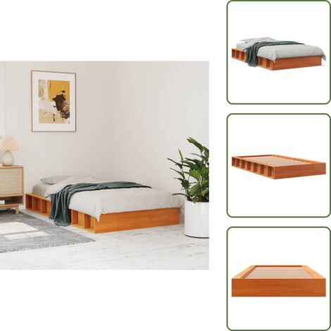 The Living Store Estructura de cama sin colchón madera maciza marrón 90x190 cm - Estructura de cama
