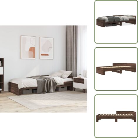The Living Store Estructura de cama sin colchón madera marrón roble 75x190 cm - Estructura de cama