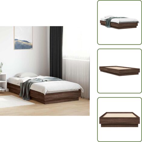 The Living Store Estructura de cama sin colchón madera marrón roble 90x190 cm - Estructura de cama