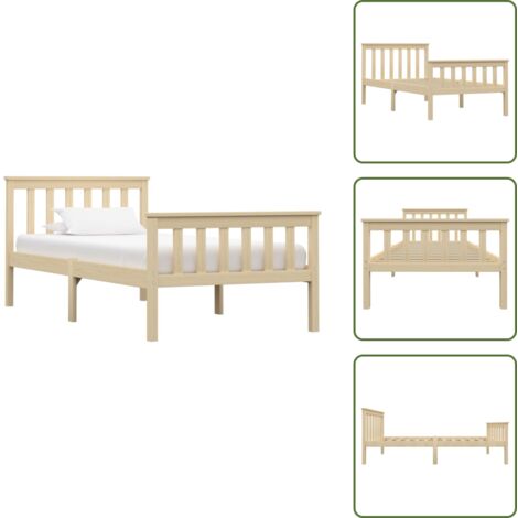The Living Store Estructura de cama sin colchón madera pino natural 100x200 cm - Estructura de cama