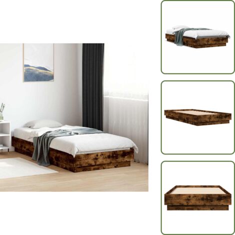 The Living Store Estructura de cama sin colchón madera roble ahumado 90x190 cm - Estructura de cama