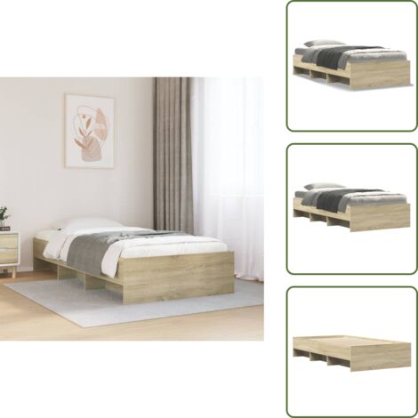 The Living Store Estructura de cama sin colchón madera roble Sonoma 90x190 cm - Estructura de cama