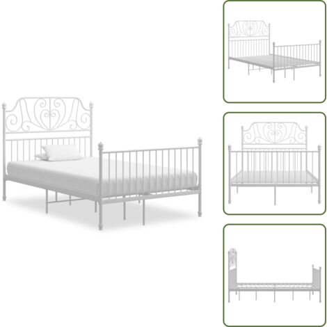 The Living Store Estructura de cama sin colchón metal blanco 120x200 cm - Estructura de cama