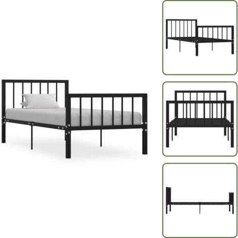 The Living Store Estructura de cama sin colchón metal negro 100x200 cm - Cama de metal