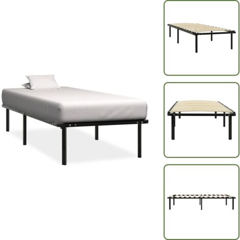 The Living Store Estructura de cama sin colchón metal negro 100x200 cm - Cama sin colchón