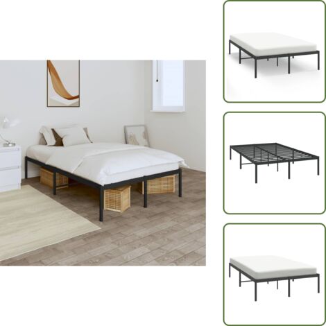 The Living Store Estructura de cama sin colchón metal negro 120x190 cm - Cama sin colchón