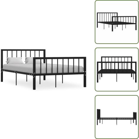 The Living Store Estructura de cama sin colchón metal negro 120x200 cm - Cama de metal