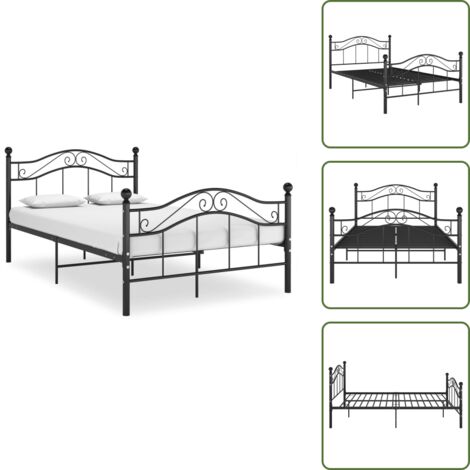 The Living Store Estructura de cama sin colchón metal negro 120x200 cm - Estructura de cama