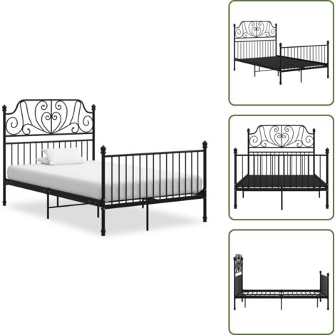 The Living Store Estructura de cama sin colchón metal negro 120x200 cm - Estructura de cama