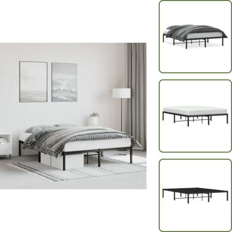 The Living Store Estructura de cama sin colchón metal negro 140x190 cm - Cama sin colchón