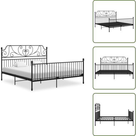 The Living Store Estructura de cama sin colchón metal negro 180x200 cm - Estructura de cama