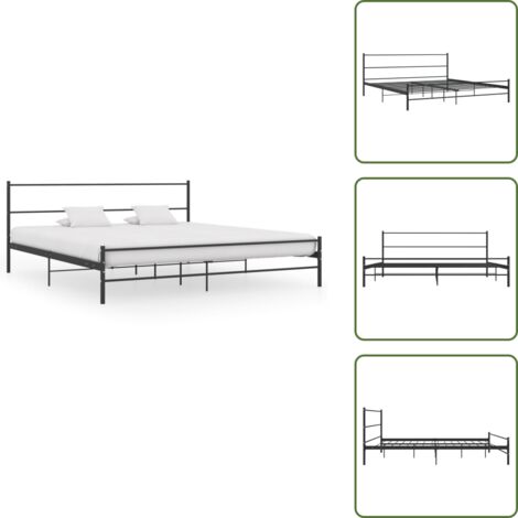 The Living Store Estructura de cama sin colchón metal negro 180x200 cm - Estructura de cama