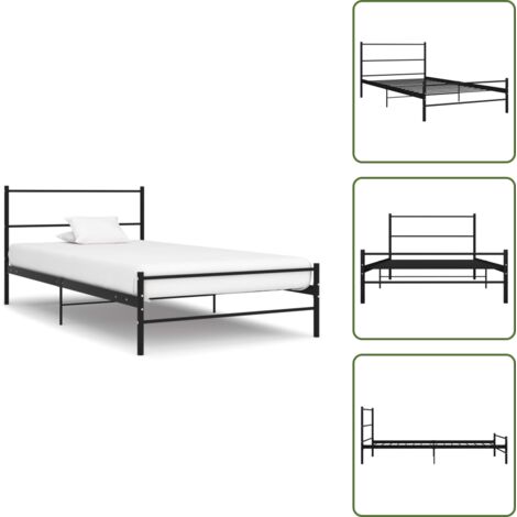The Living Store Estructura de cama sin colchón metal negro 90x200 cm - Cama de metal