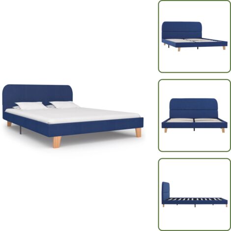 The Living Store Estructura de cama sin colchón tela azul 140x200 cm - Estructura de cama
