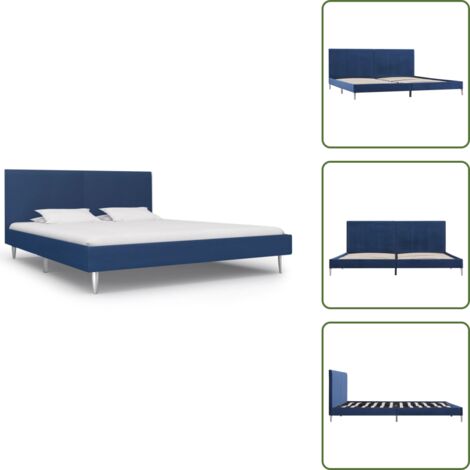 The Living Store Estructura de cama sin colchón tela azul 180x200 cm - Cama sin colchón