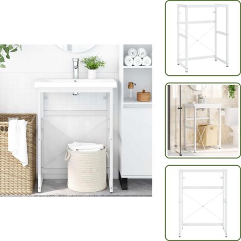 The Living Store Estructura de lavabo de hierro blanco 59x38x83 cm - Soporte de baño