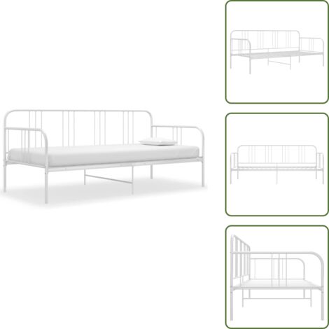 The Living Store Estructura de sofá cama sin colchón metal blanco 90x200 cm - Cama auxiliar