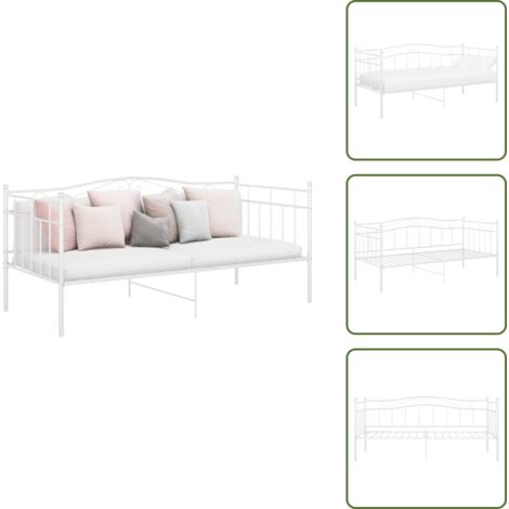 The Living Store Estructura de sofá cama sin colchón metal blanco 90x200 cm - Estructura de cama