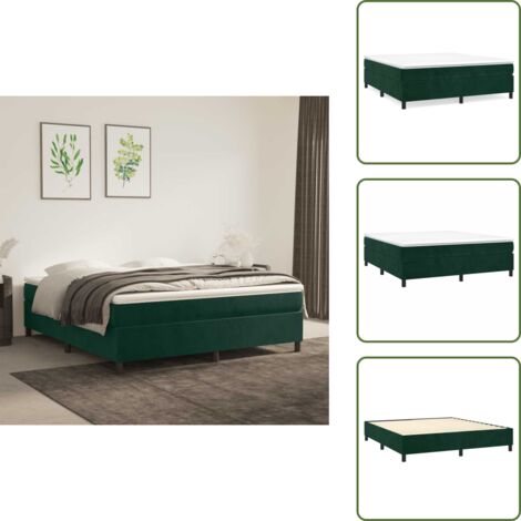 The Living Store Estructura Estructura de cama con somier terciopelo verde oscuro 160x200 cm - Estructura de cama