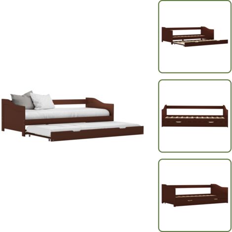 The Living Store Estructura sofá cama extraíble sin colchón marrón 90x200cm - Cama de invitados
