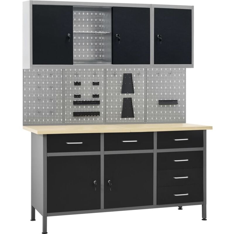 The Living Store - tabli avec 4 panneaux muraux et 2 armoires Noir