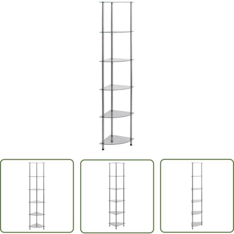 The Living Store Étagère à 6 niveaux Transparent 30x30x160 cm Verre trempé - Bibliothèque - Étagère - Meuble De Rangement - Décoration Intérieure - Design Moderne