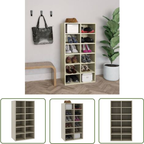 The Living Store Étagère à chaussures Chêne sonoma 54x34x100,5 cm - Etagere Chaussure - Meuble Rangement Chaussures - Range Chaussures - Organiseur Chaussures - Stockage Chaussures
