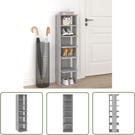 The Living Store Étagère à chaussures Sonoma gris 27,5x27x102 cm Bois ingénierie - Etagere Chaussure - Meuble Rangement Chaussures - Rangement Chaussures - Organiseur Chaussures - Étagère À Chaussures