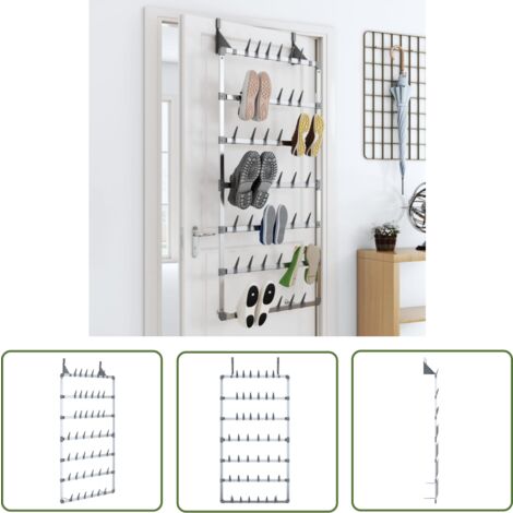The Living Store Étagère à chaussures suspendue Argenté 66x13x139 cm - Etagere Chaussure Suspendu - Rangement Chaussures - Organiseur Chaussures - Meuble Chaussure - Support Chaussures