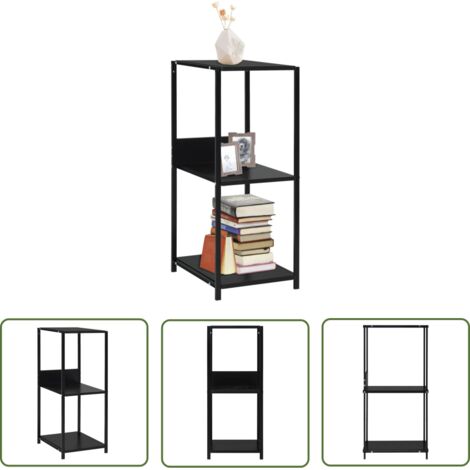 The Living Store Étagère à livres droite petite Noir 33,5x39,6x79,7 cm - Bibliothèque Murale - Étagère Rangement - Étagère Livre Noir - Mobilier Salle Séjour - Meubles Industriels