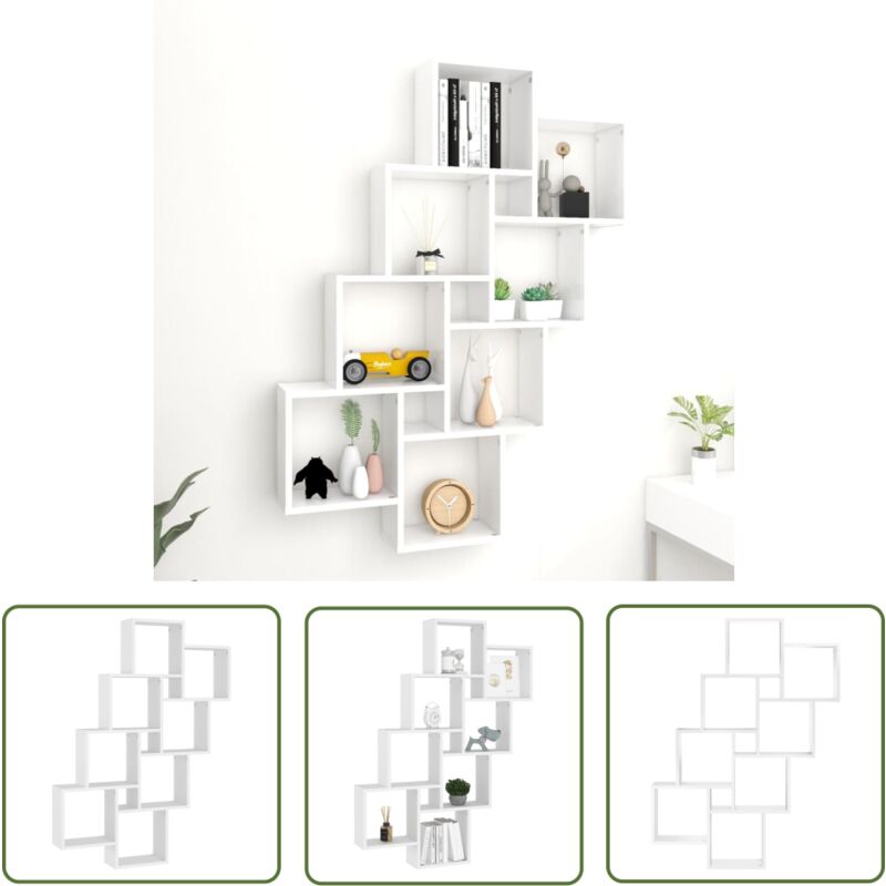 Maison Chic - The Living Store Étagère murale cube Blanc 90x15x119 cm Bois d'ingénierie - Étagère Murale - Étagère Cube - Rangement Mural
