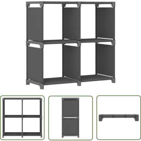 The Living Store Étagère d'affichage 4 cubes Gris 69x30x72,5 cm Tissu - Étagère - Bibliothèque - Rangement - Meuble Design - Intérieur